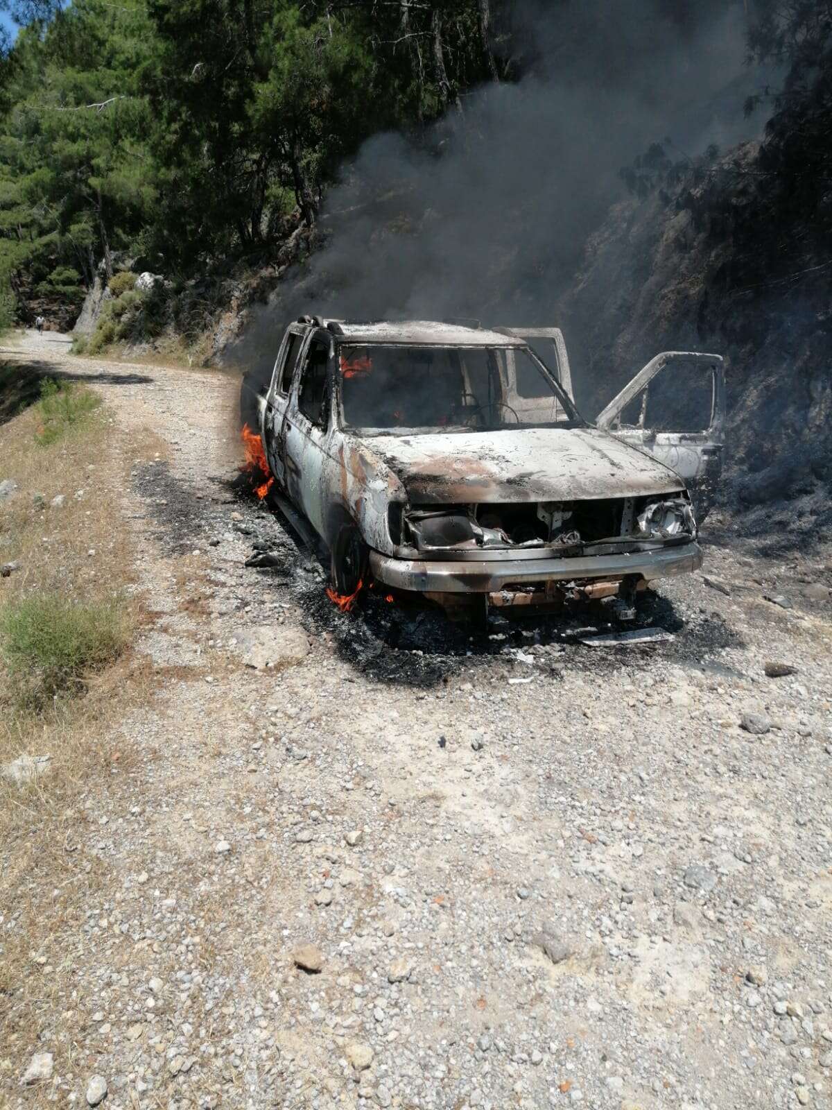 Muğla'da Yanan Araç Ormanı Tutuşdurdu 3